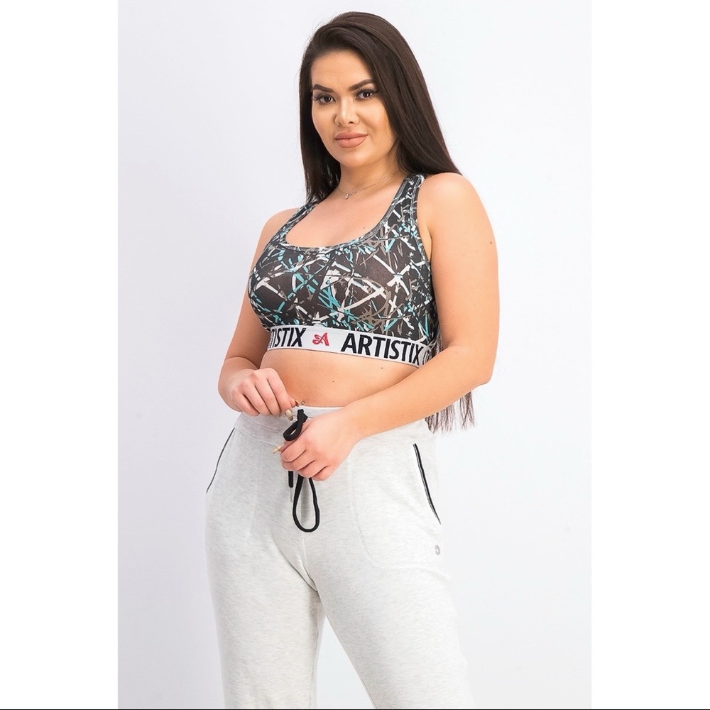 Artistix Printed Logo Band Sports Bra